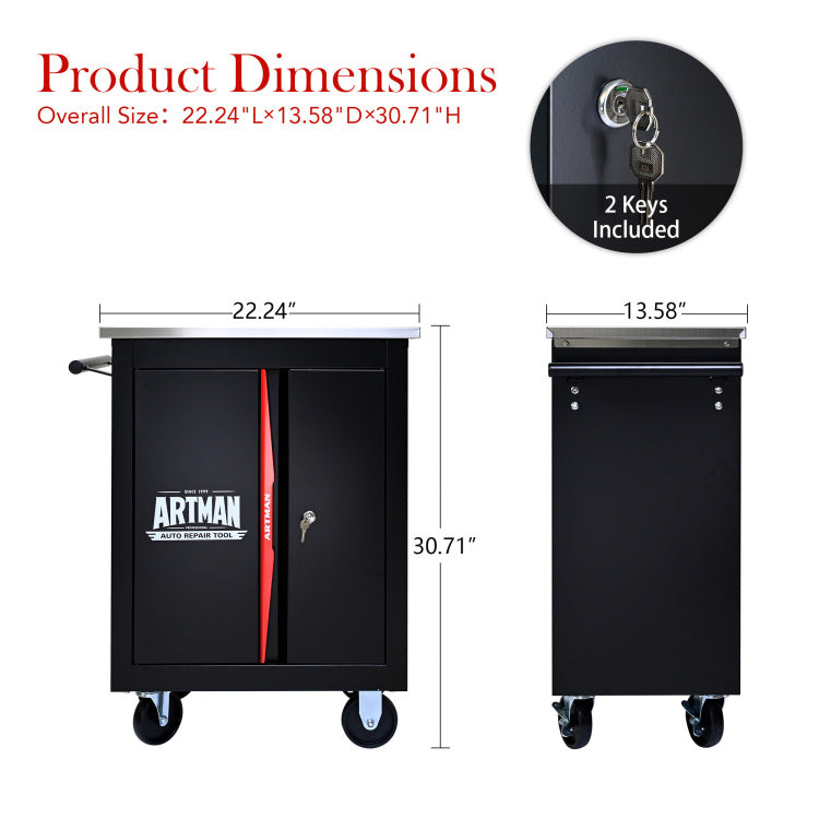 Double Door Clapboardl Multi Function Tool Cart Blak&Red