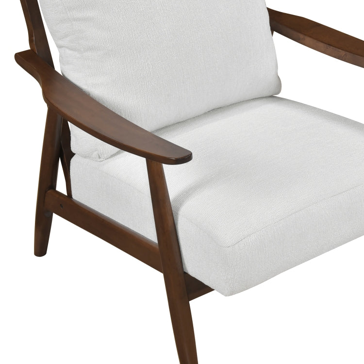 Modern Living Room 1Pc Beige Accent Chair Solid Wood Brown Finish Wooden Furniture