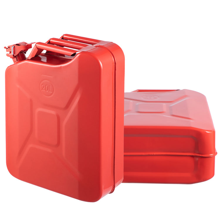 Jerry Fuel Can, 5.3 Gallon 20 L Portable Jerry Gas Can With Flexible Spout System, Rustproof Heat Resistant Steel Fuel Tank For Cars Trucks Equipment, 2Pcs Red