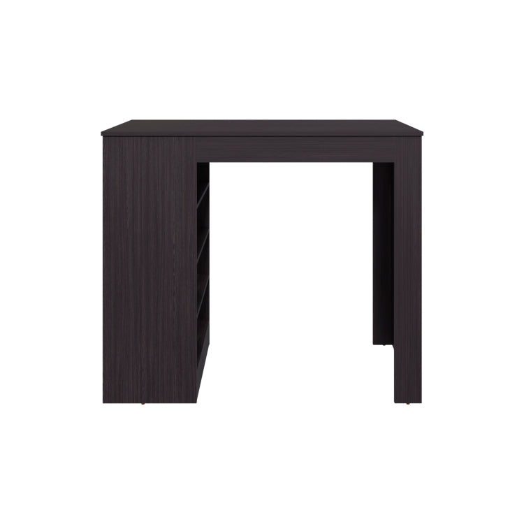 Greer Bar Table With 4 Storage Shelves, Compact Home Bar Or Kitchen Furniture, Space Saving Modern Design, Black