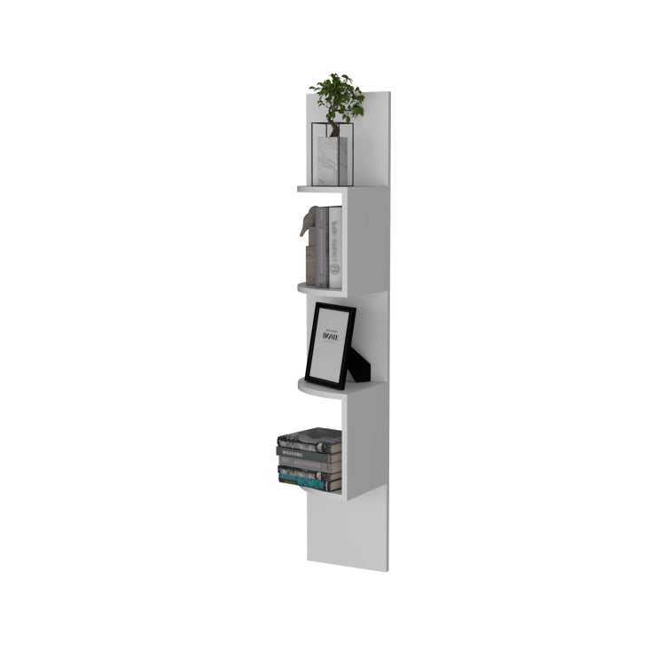 Rosebud Corner Floating Shelf: Modern Full Wall 4 Shelf Unit