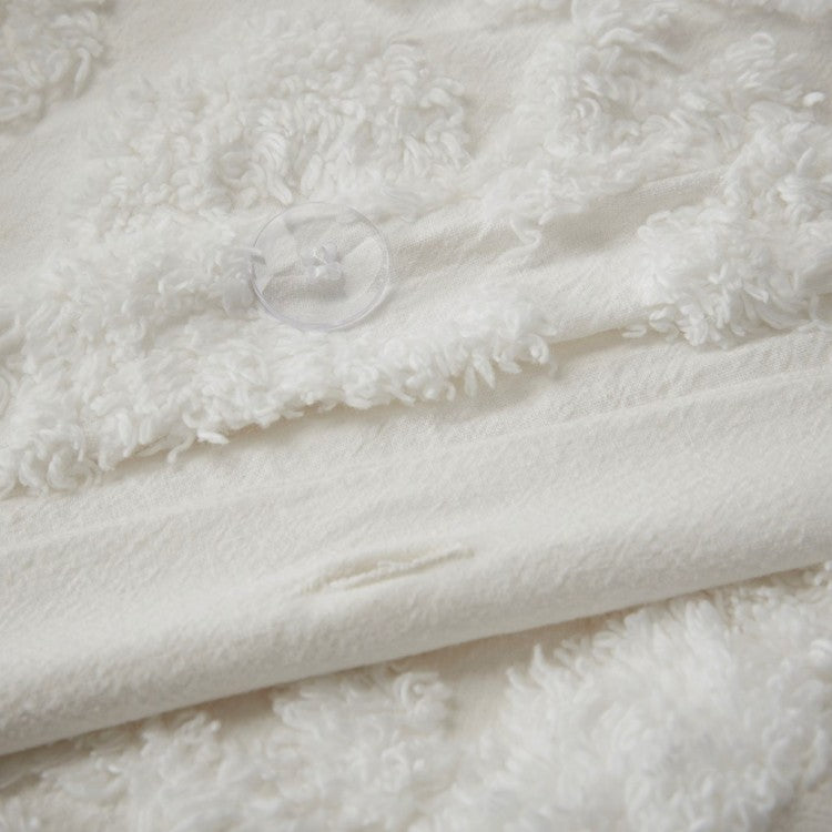 Full Queen 3 Piece Tufted Cotton Chenille Damask Duvet Cover Set