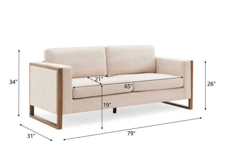 79" Modern Sofa With Solid Wood Legs,3 Seater,Living Rooms,Bedrooms,Apartment Office