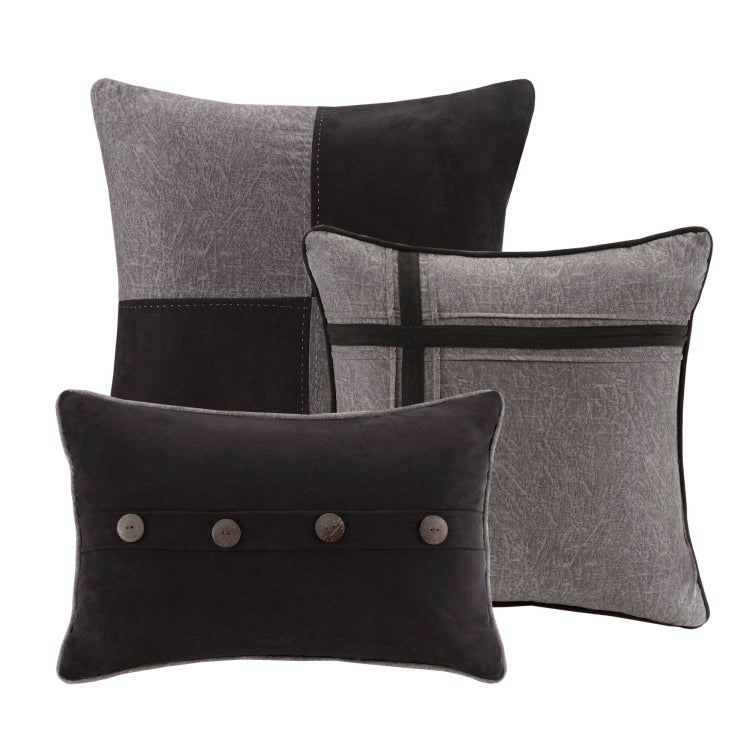 7 Piece Faux Suede Comforter Set Grey Queen