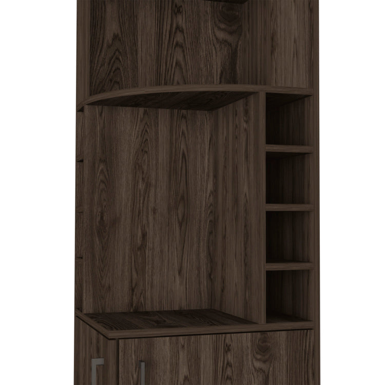 Seattle Bar Cabinet, Eight Bottle Cubbies, Two Large Open Shelves