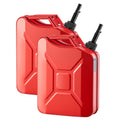 Metal Fuel Container, 5.3 Gallon, Fuel Jerry Can With Spout And Comfort Handle, 6 L Min Max Flow Rate, Leakproof & Corrosion Resistant Metal Gas Tank Most Cars Motorcycle Atv Utv, Red, 2 Packs