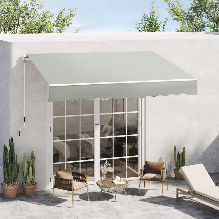 Outsunny 8' X 7' Patio Retractable Awning, Manual Exterior Sun Shade Deck Window Cover, Grey