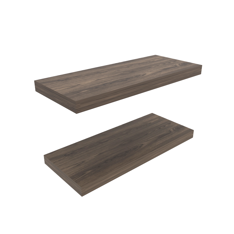 Floating Shelves 1.50" H, 2 Shelves, Walnut