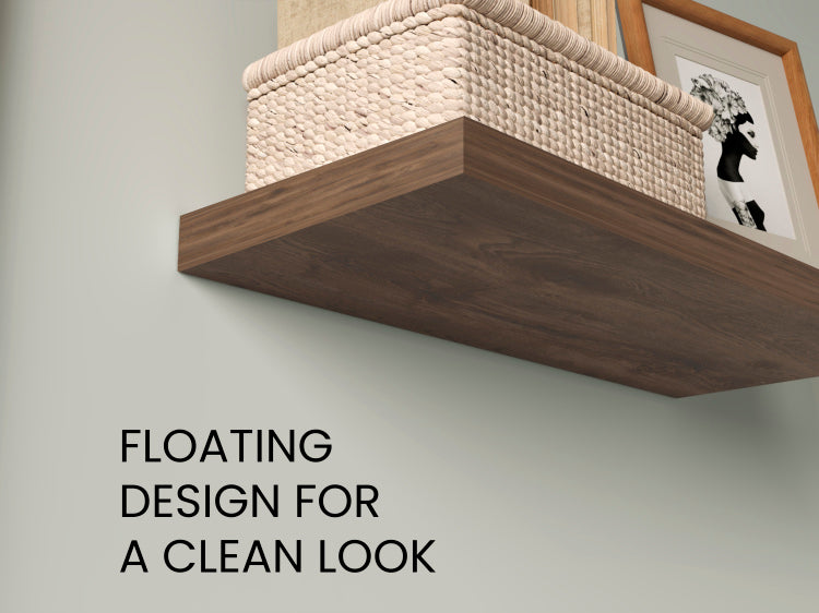 Floating Shelves, Dark Brown, 2 Shelves, 1.50" H