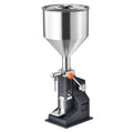 Manual Paste Liquid Filling Machine, 5 100Ml Bottle Filler, Adjustable Bottle Filling Machine, Stainless Steel Liquid Filler With Hopper For Milk Water Juice Essential Oil Shampoo Cosmetic Honey