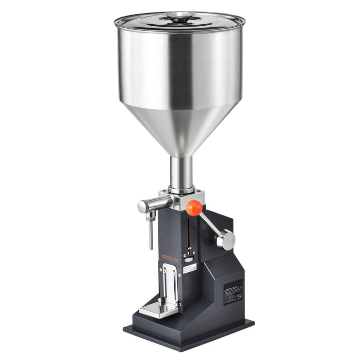 Manual Paste Liquid Filling Machine, 5 100Ml Bottle Filler, Adjustable Bottle Filling Machine, Stainless Steel Liquid Filler With Hopper For Milk Water Juice Essential Oil Shampoo Cosmetic Honey