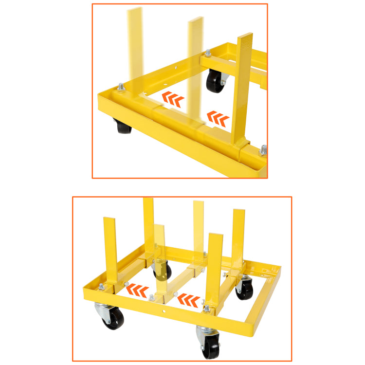 750Lbs Rolling Engine Stand,Adjustable Width And Length, With 2Pcs Buckle Straps,Yellow