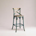 Antique Turquoise Finish Metal Frame Vintage Style Bar Chair 1Pc Wooden Seat Dining Furniture