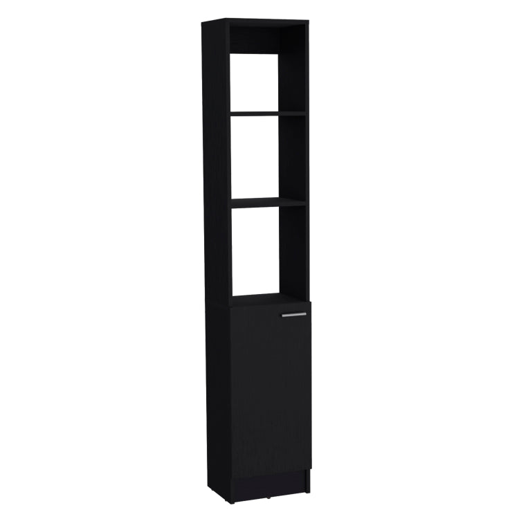 Linen Cabinet, 1 Door, 6 Shelves, Black