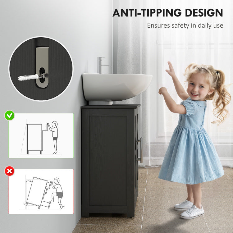 Pedestal Sink Storage Cabinet, Bathroom Sink Cabinet With 2 Barn Doors And Adjustable Shelf Without Washbasin