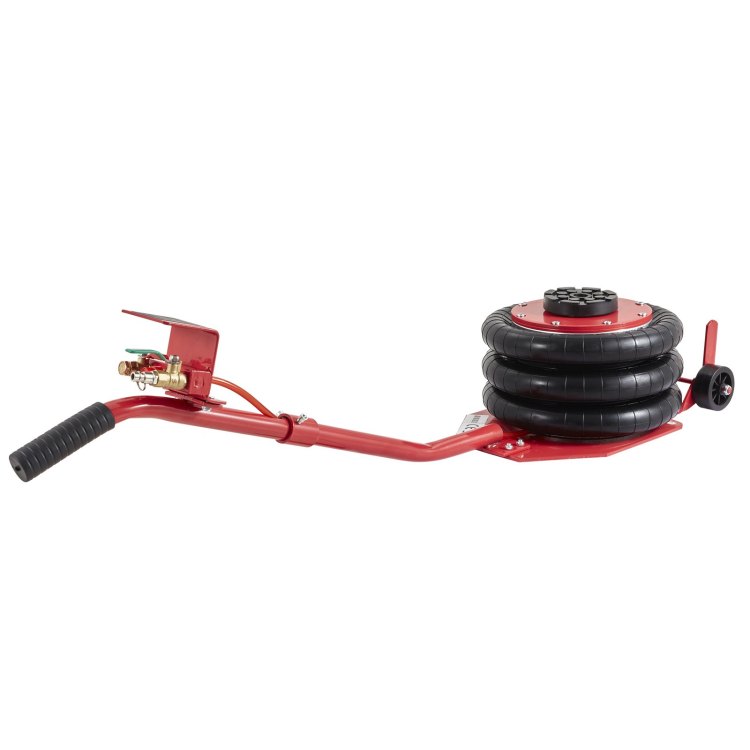 Air Jack, 3 Ton 6600 Lbs Triple Bag Air Jack, Airbag Jack With Six Steel Pipes, Lift Up To 17.7 Inch 450 Mm, 3 5 S Fast Lifting Pneumatic Jack, With Long Handles For Cars, Garages, Repair, Red