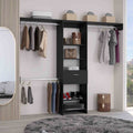Closet System, One Drawer, Three Metal Rods, Five Open Shelves, Black