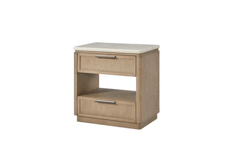 Two Drawer Nightstand With Oak Veneer Drawer Fronts