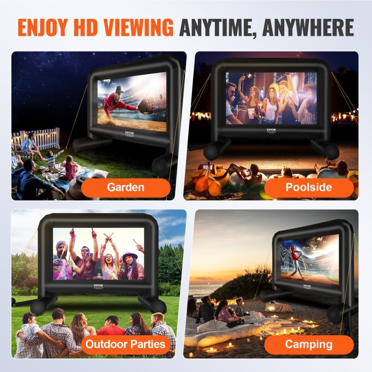 Inflatable Movie Screen, 16 Ft 192Inch Inflatable Projector Screen ,Front Rear Projection, Oxford Fabric Blow Up Screen For Outdoor Parties Backyard Movie Night