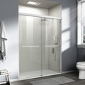 56 60 In. W X 72 In. H Double Sliding Shower Door, Semi Frameless Bathroom Sliding Door With 1 4" 6Mm Tempered Glass For Walk In Shower, White Cm 24D03 60Whx