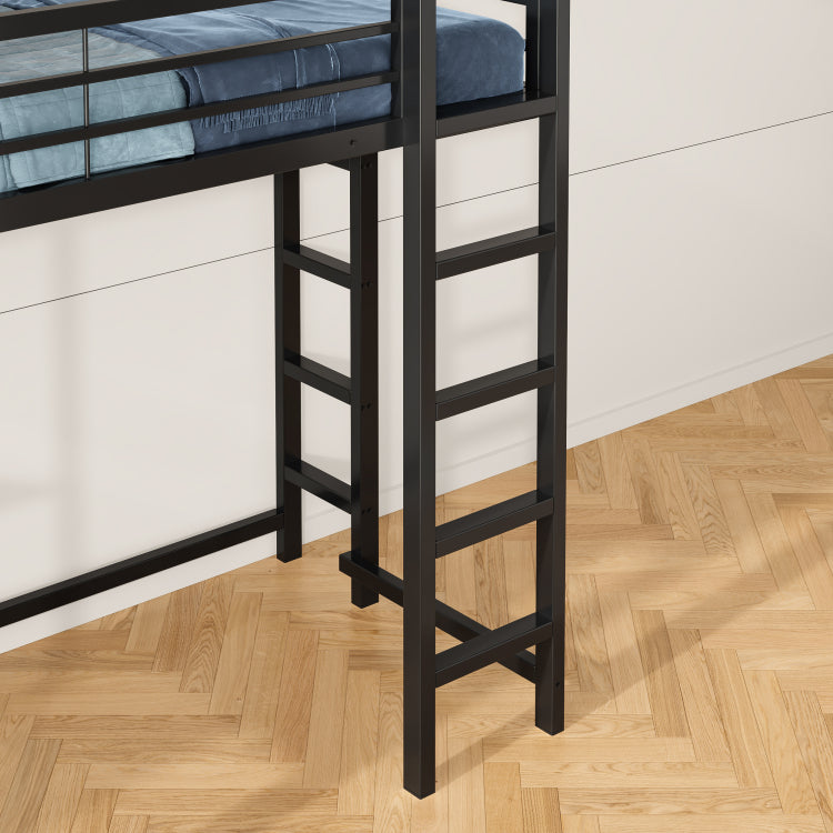Loft Bed With Desk, Metal Loft Bed Twin Size, Loft Bed Frame With Desk And Storage Compatible With Boys Girls Teens, Black Bedroom Bed Frame
