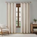 Faux Linen Tab Top Fleece Lined Curtain Panel Only 1 Pc Panel