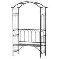 Outsunny Metal Trellis Arbor Arch For Climbing Plants With Garden Bench, Grow Grapes & Vines, Patio Decor & 2 Person Outdoor Steel Decorative Seating, 484 Lbs. Weight Capacity, Black