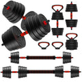 90Lb 4 In 1 Adjustable Dumbbell Set Converts To Barbell, Kettlebell & Push Up Stands W Interchangeable Plates & Non Slip Grips