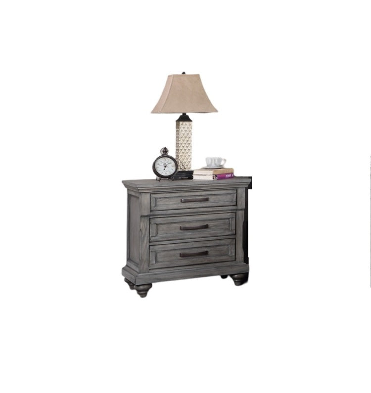 Contemporary Modern Look Antique Gray Oak Finish 1Pc Nightstand Storage Space Bedside Table Oak Veneer Bedroom Furniture