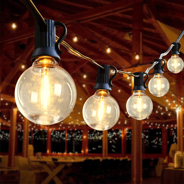 98Ft Led Outdoor String Lights, Plug In Waterproof Patio Lights With 50 Shatterproof Bulbs, Warm White Outdoor Hanging Light Decor For Backyard Deck Garden Bistro Porch Party
