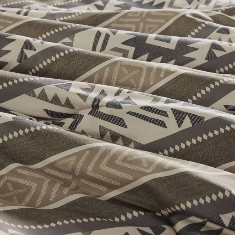 5 Piece Stripe Herringbone Comforter Set With Throw Pillows Brown Full Queen