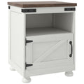 Homcom Small Side Table With Storage, Farmhouse End Table With Open Shelf And Cupboard, Modern Sofa Table With Wood Legs For Living Room, White