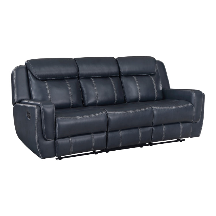 Modern Living Room Furniture 2Pc Reclining Sofa Set Blue Faux Leather Upholstery Reclining Sofa Loveseat With Cup Holders, Power Outlets, Usb Ports