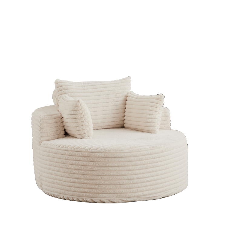 50"L Corduroy Sponge Single Sofa,No Assembly Required,Fluffy Modern Sleeper Chair For Living Room, Bedroom, Lounge And Projection Room Not A Swivel Chair