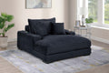 Modern Chaise Lounge W 2 Cup Holders Usb Ports Black Corduroy Wooden Legs Pillows Plush Couch Sofa Chaise
