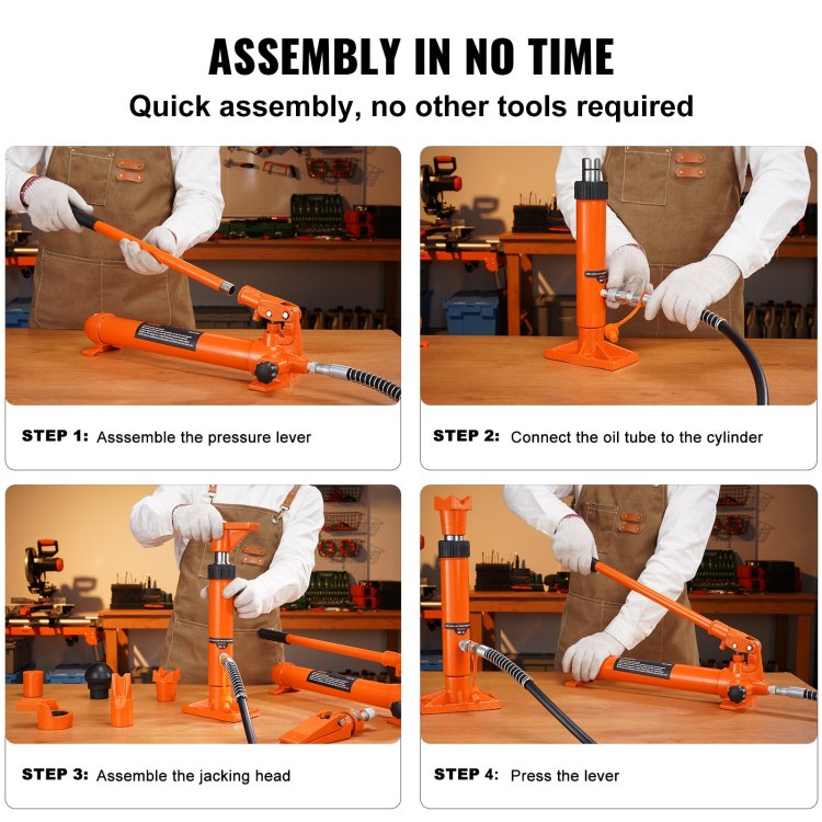 4 Ton 8800 Lbs Porta Power, Portable Hydraulic Ram With 3.9 Ft 1.2 M Oil Hose, Auto Body Frame Repair Kit With Storage Case For Car Repair, Truck, Farm