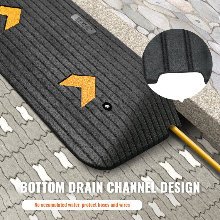 Upgraded Rubber Threshold Ramp, 3" Rise Door Ramp With 1 Channel, Natural Rubber Car Ramp With Non Slip Textured Surface, 33069 Lbs Load Capacity Curb Ramp For Wheelchair And Scooter