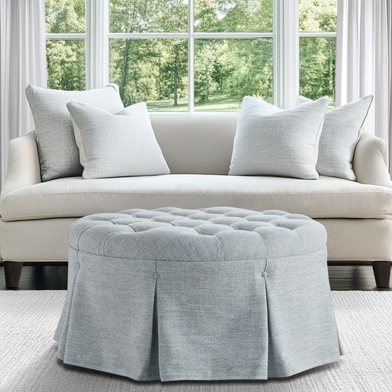 Skirted Tufted 32" Round Ottoman