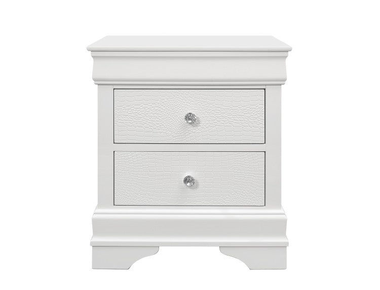 Shaker Crocodile Metallic White Nightstand