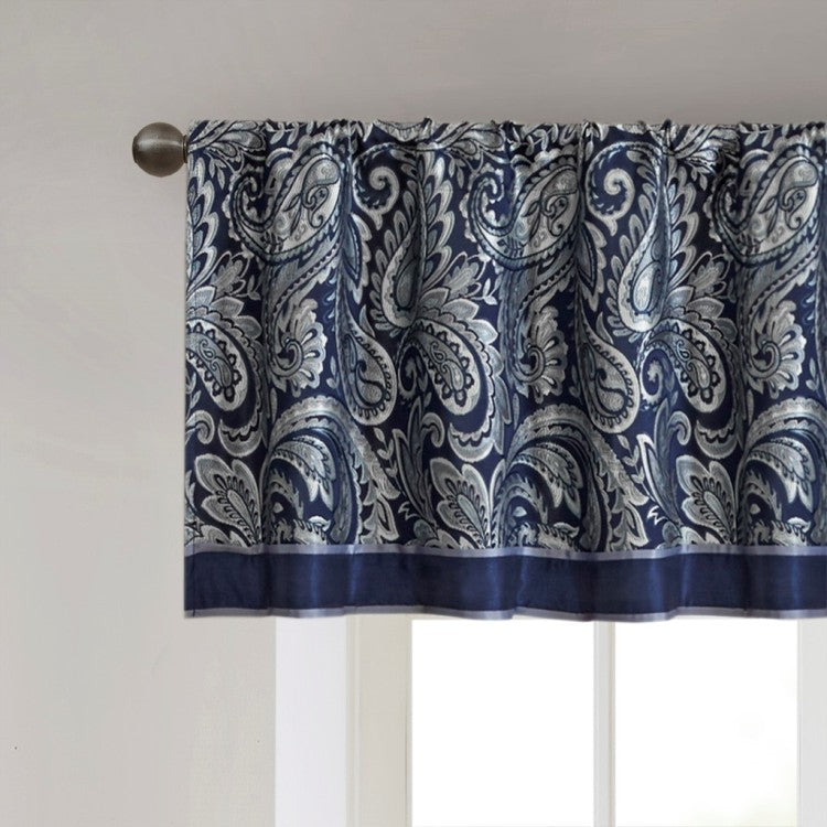 Jacquard Window Valance Navy 50X18"