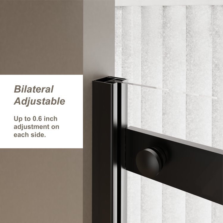 60.In W X 72.In H Frameless Shower Door Single Sliding, 1 4 Inch Thick Clear Tempered Glass Shower Door With Zinc Roller Rail System, Stainless Steel Handle, Black