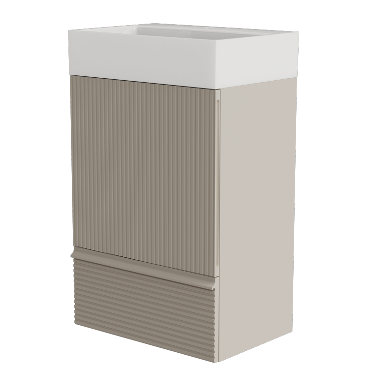 Gada 20" Striped Beige Bathroom Vanity With Ceramic Sink, Freestanding Bathroom Cabinet For Modern Bathroom, One Piece White Ceramic Basin Without Drain And Faucet, Kd