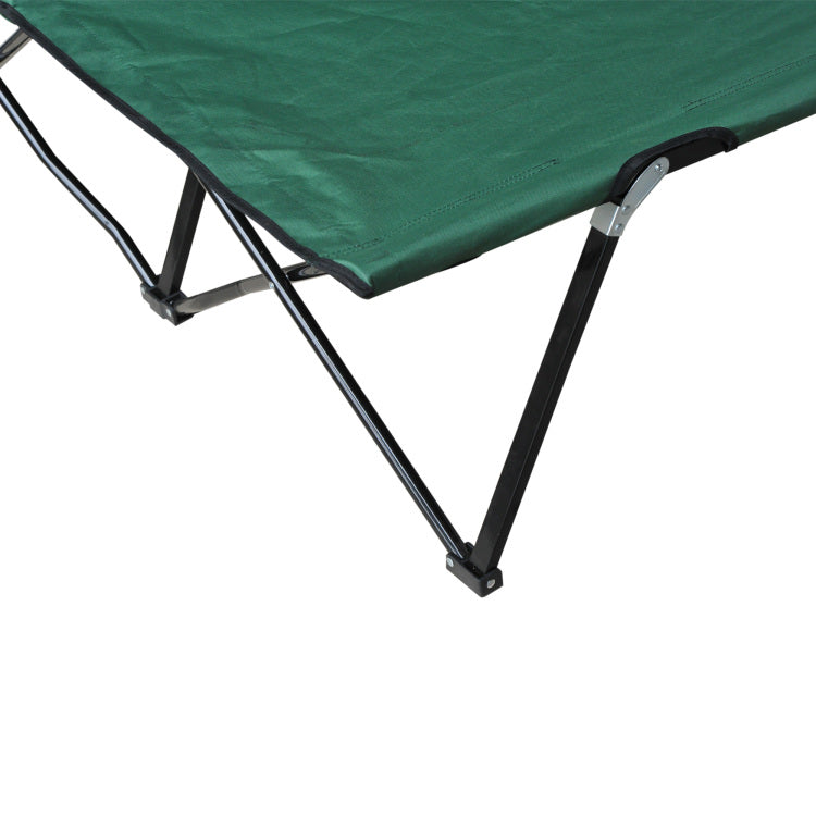 Outsunny 2 Person Folding Camping Cot For Adults, 50" Extra Wide Outdoor Portable Sleeping Cot With Carry Bag, Elevated Camping Bed, Beach Hiking, Green