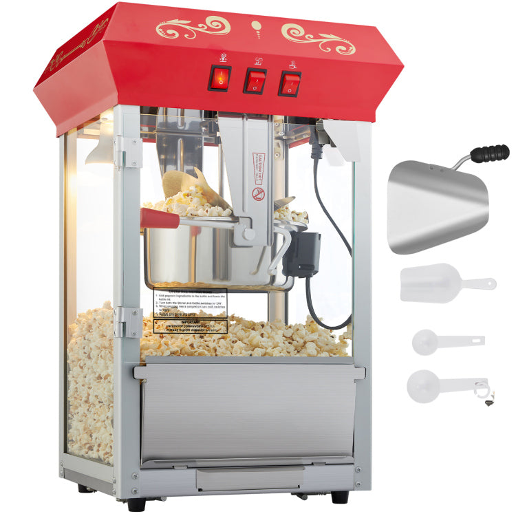 Popcorn Popper Machine 8 Oz Countertop Popcorn Maker 850W 48 Cups Red