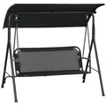 Outsunny 3 Seat Outdoor Patio Swing Chair With Removable Cushion, Steel Frame Stand And Adjustable Tilt Canopy For Patio, Garden, Poolside, Balcony, Backyard, Black 1