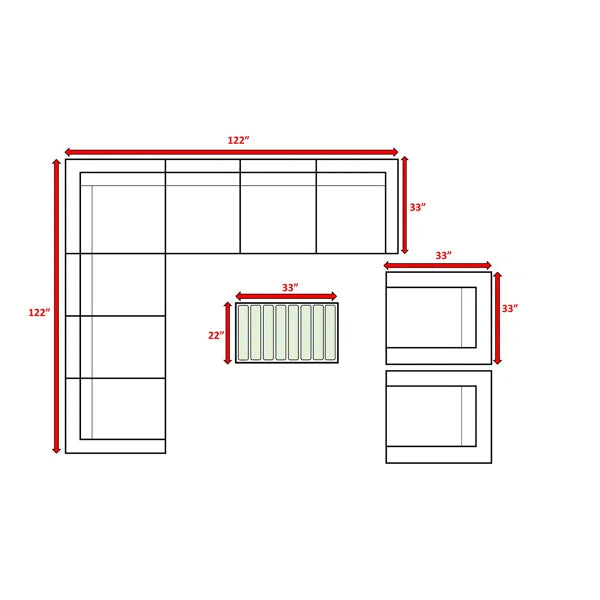 8 Person Outdoor Seating Group With Cushions Pre Assembled Sofa