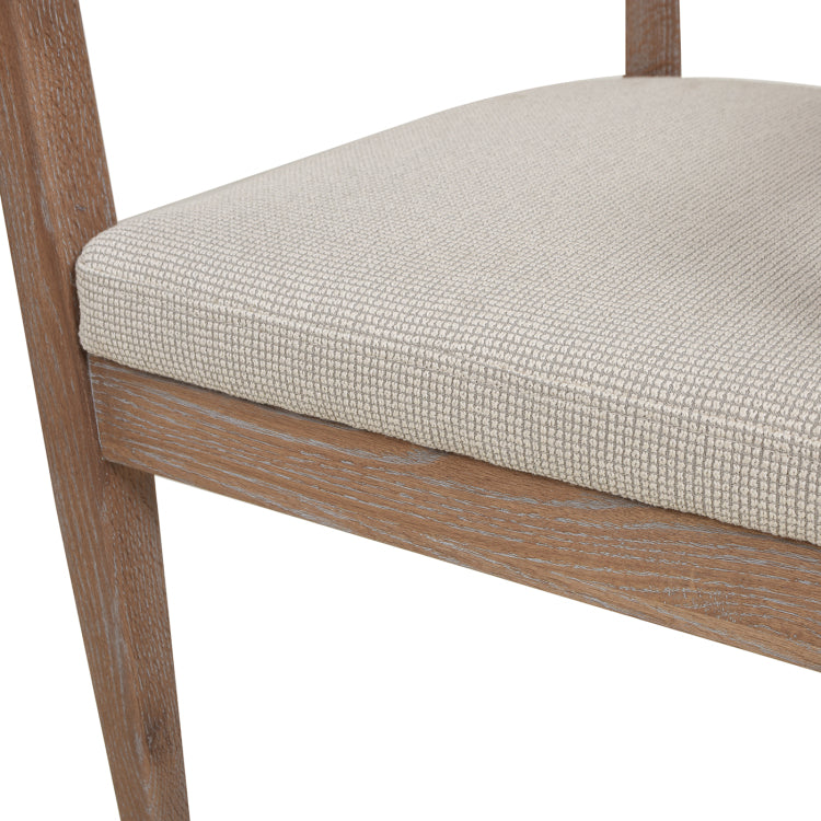 Americana Mid Century Modern Cane Back Dining Chair, Taupe Beige Textured Weave
