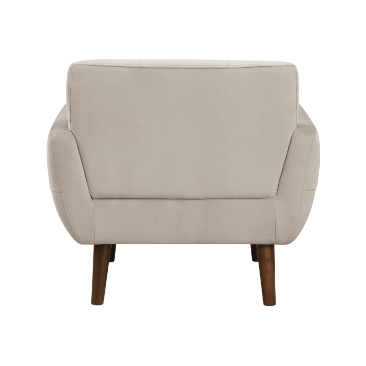 Brown Accent Chair Upholstered Velvet Cushion Seat Back Tufted Contemporary Living Room Furniture 1Pc