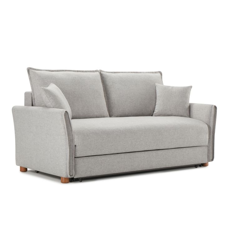 Oren Gray Chenille Sleeper Sectional Sofa W Storage & 2 Toss Pillows