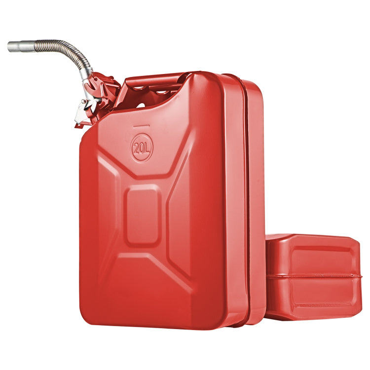 Jerry Fuel Can, 5.3 Gallon 20 L Portable Jerry Gas Can With Flexible Spout System, Rustproof Heat Resistant Steel Fuel Tank For Cars Trucks Equipment, 2Pcs Red
